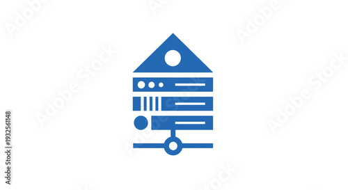 Blue Server Rack Icon Representing Data Center Technology.