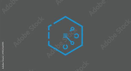 Abstract Hexagonal Shape with Digital Network Connections.