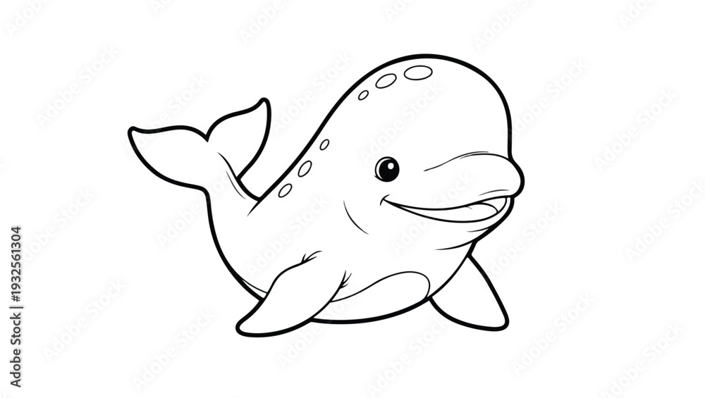 Naklejka premium Cute Baby Beluga Whale Cartoon Vector Illustration