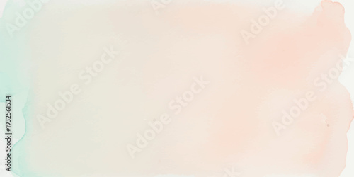Pale peach and subtle green watercolor wash on textured paper, soft color background for graphics