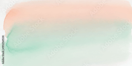 Soft peach and mint green watercolor gradient on textured paper, abstract background for design