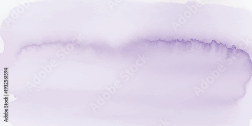 Soft purple watercolor splash with textured edges on white paper, artistic background for design