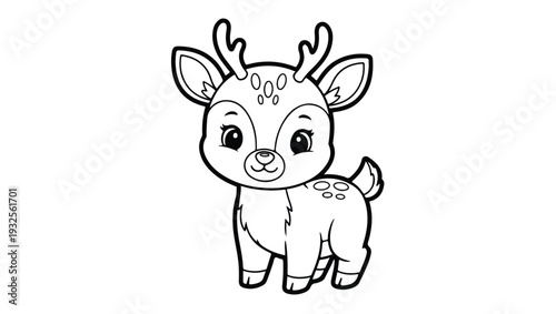Cute Baby Deer Coloring Page Vector Illustration