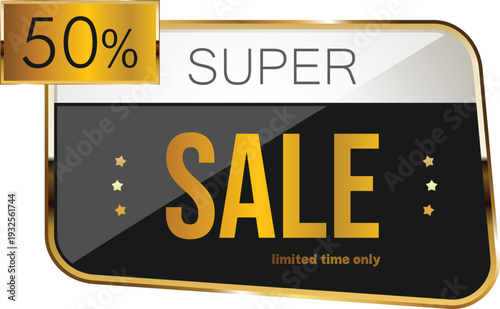 A sale sign with 50 percent off