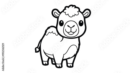 Cute Baby Camel Coloring Page Vector