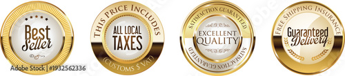 Four gold award badges for best services