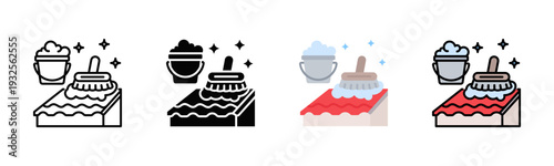 Roof Cleaning Icon Pack In Multiple Styles