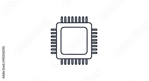 Central Processing Unit Microchip Icon Vector Illustration.