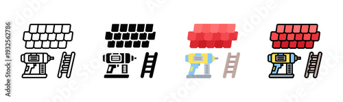 Shingle Roofing Icon Pack In Multiple Styles