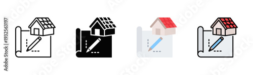 Roof Design Icon Pack In Multiple Styles