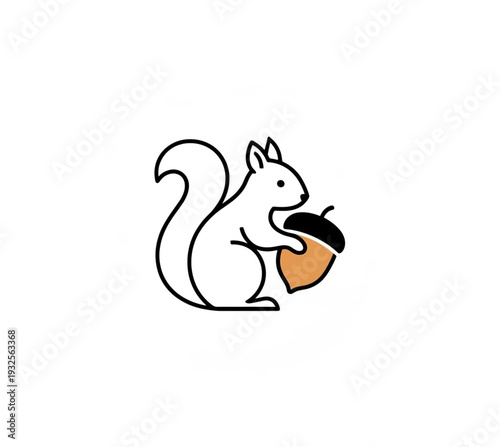 Squirrel holding acorn illustration on white background