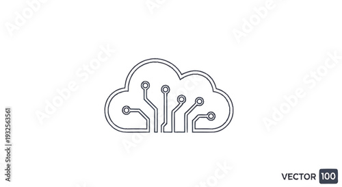 Cloud Computing Technology Circuit Board Icon Symbol.