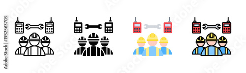 Roof Contractor Team Icon Pack In Multiple Styles