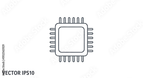 Central Processing Unit Microchip Icon Vector Illustration.
