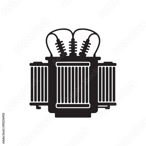outdoor electrical power transformer unit for industrial energy distribution and utility infrastructure system silhouette
