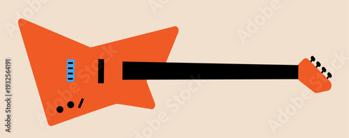 Electric guitar flat icon in bold graphic style