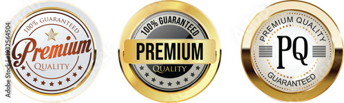Three gold premium quality guarantee badges