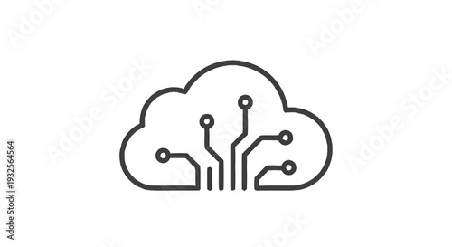 Cloud Computing Technology Digital Network Circuit Board Icon.