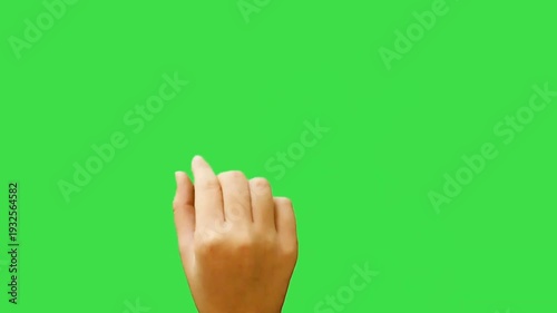 Human hand touchscreen gestures on green screen background for digital interfaces