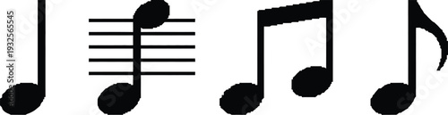 Black musical notes on transparent background vector illustration