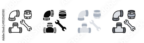 Pipe Fittings Icon Pack In Multiple Styles