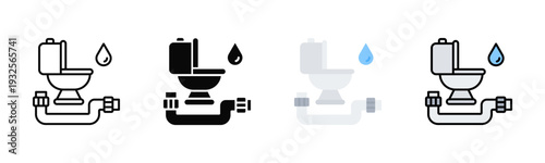 Toilet Installation Icon Pack In Multiple Styles