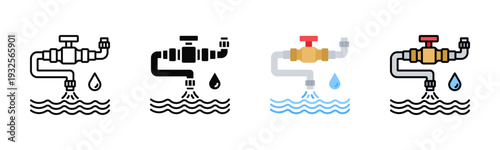 Water Supply Line Icon Pack In Multiple Styles