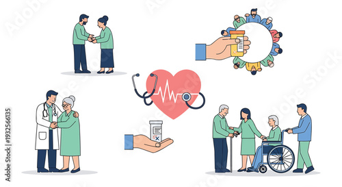 Set of 6 healthcare icons vector
