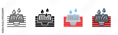 Floor Drain Icon Pack In Multiple Styles