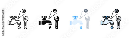 Faucet Repair Icon Pack In Multiple Styles