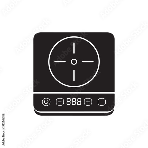 modern induction cooktop surface with digital control panel silhouette