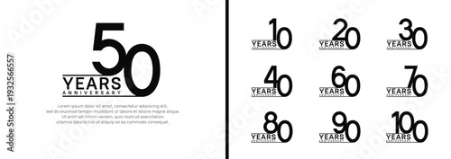 set of anniversary logo style. vector design black color for celebration