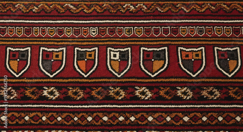 Yakan Seamless Weaving Pattern from Basilan, Philippines; Authentic Handwoven Textile Background with Geometric Tribal Motifs in Red, Yellow, and Brown for Cultural Filipino Fabric Design