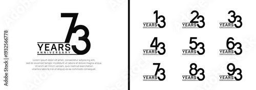 set of anniversary logo style. vector design black color for celebration