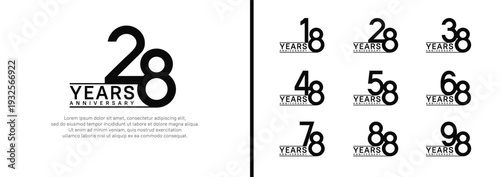set of anniversary logo style. vector design black color for celebration