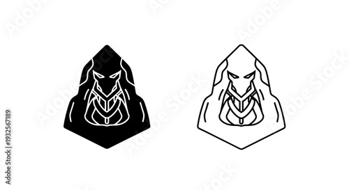 Minimalist skull triangular badge icons Vector