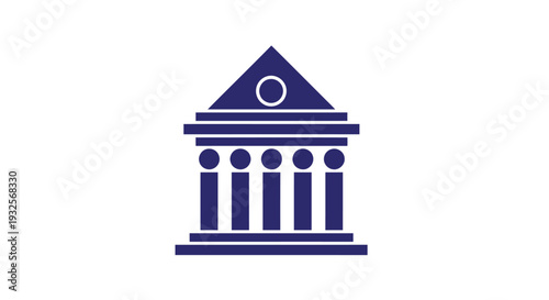 Classic Building Facade With Columns And Pediment Icon.