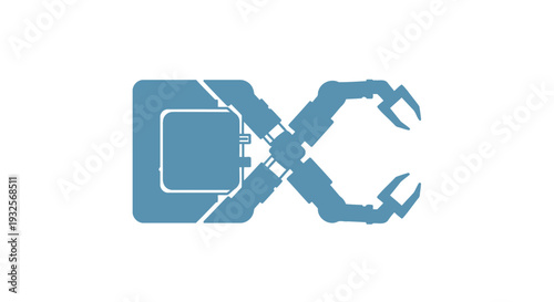 Abstract Robotic Claw Holding Square Object.