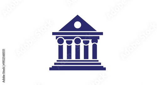 Classic Building Facade with Columns and Pediment Icon.