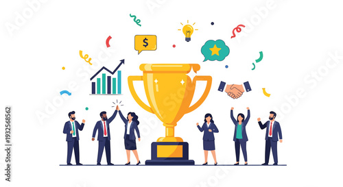 Set of business achievement icons vector