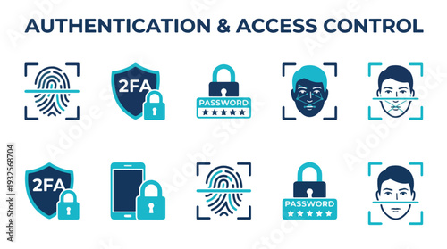 Authentication Icons Set for Access Control Security