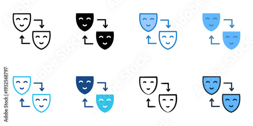 Role play icons set multiple style collection. Editable stroke 
