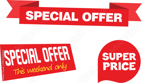 Special offer banners with super price and weekend deals
