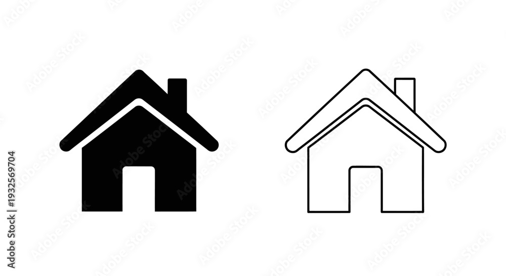 Fototapeta premium Minimalist house icons - simple home symbols Vector