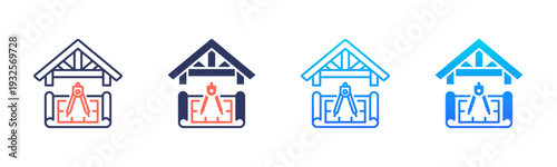 Roof Framing Icon Pack In Multiple Styles