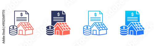 Roof Replacement Cost Icon Pack In Multiple Styles