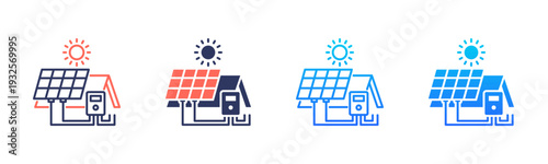 Roof Solar System Icon Pack In Multiple Styles