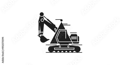 Black silhouette of a compact excavator on a white background.
