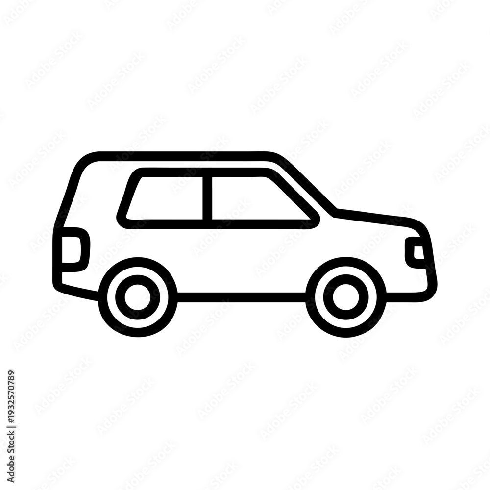 Obraz premium SUV Outline Icon — Car Rental Off Road Vehicle and 4x4 Transport Line Symbol