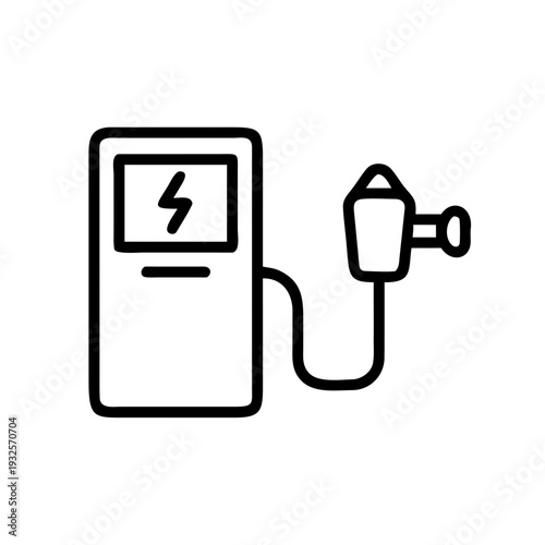 Charging Station Outline Icon — Electric Car Rental Charging Point and EV Power Symbol